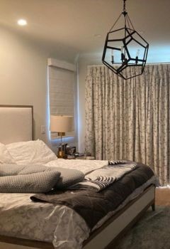 Custom Floral Drapery & Light Curtains for Newport Beach Bedroom