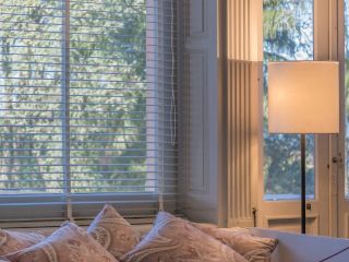 Explore the versatility of mini blinds as they adorn a cozy living room, offering optimal light control and privacy.